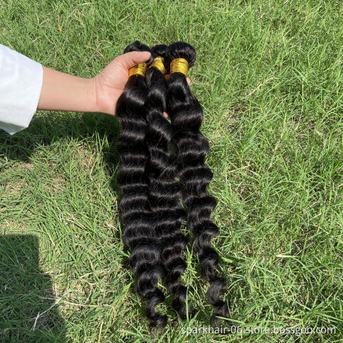SPARK 10a Factory Outlet 3 Bundles Loose Deep Wave Virgin Human Hair Extensions Curly Weave 28 30 Inch For Black Women